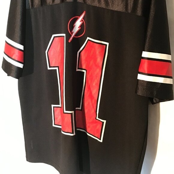 DC Comics Original The Flash Red Black Short Sleeve Football Jersey - Picture 4 of 6